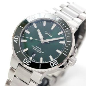 オリス/Oris/ダイビング/AQUIS(アクイス) デイト/グリーン/メタルベルト/733 7732 4157-07 8 21 05PEB 39.5mm 腕時計｜syohbido-store