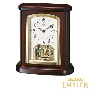 セイコーエムブレム木の風合いが魅力な回転飾り置き時計HW582B プレート文字刻印可能｜syohbido-store