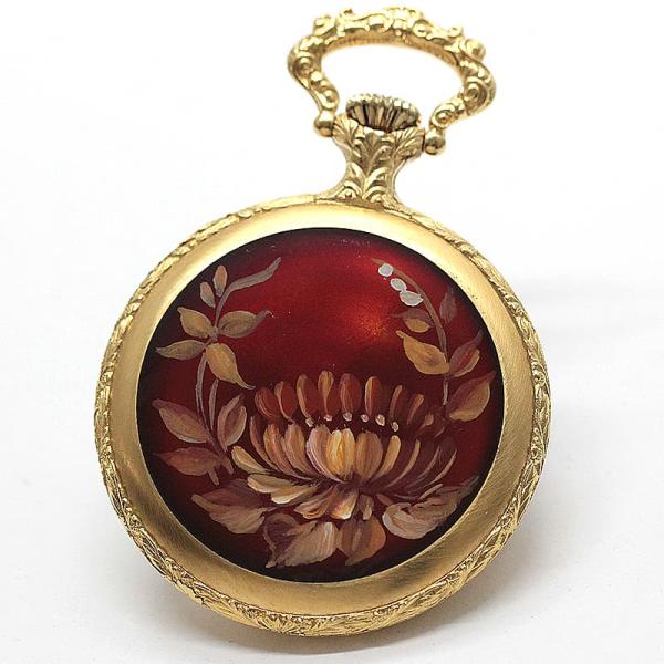TIMOR/ティモール/オープンフェイス/ラッカー仕上げ/TPFLORALB/ゴールドカラー 懐中時...