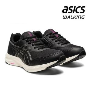 スニーカー レディース アシックス ウォーキング ASICS WALKING ゲルファンウォーカー GEL-FUNWALKER 3E ファスナー付き 紐 メッシュ 1292A054-001 ブラック 黒｜syokandake