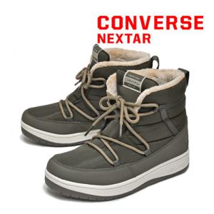 スニーカー レディース コンバース ネクスター CONVERSE NEXTAR ハイカット ブーツ 防寒 防水 防滑 軽量 雪道対応 雨 雪 冬 靴 女性用 1371 LU HI オリーブ｜syokandake