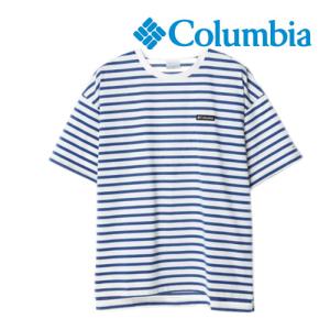 半袖 Tシャツ メンズ コロンビア Colombia リバークリーク ショートスリーブクルー ボーダーTシャツ 半T 爽やか 吸湿速乾機能 男性 PM0891-125 Sea Salt｜syokandake