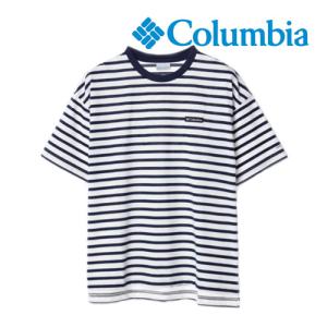 半袖 Tシャツ メンズ コロンビア Colombia リバークリーク ショートスリーブクルー ボーダーTシャツ 半T 爽やか 吸湿速乾機能 男性 PM0891-464 Collegiate Navy｜syokandake