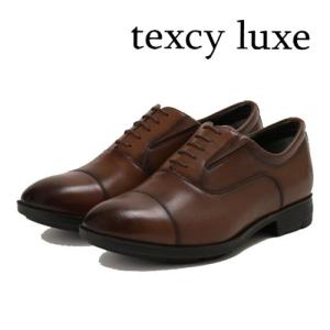ビジネスシューズ ストレートチップ メンズ 革靴 レザー texcy luxe テクシーリュクス TU8005 ゴアテックス 靴幅4E 撥水 フォーマル ブラウン 茶色