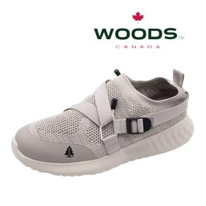 WOODS ウッズ カナダ モックシューズ 靴 スニーカー スリッポン シューズ WDM-002 ホワイト 白 ニット ベルト ストラップ 取り外し可能インソール メンズ｜syokandake