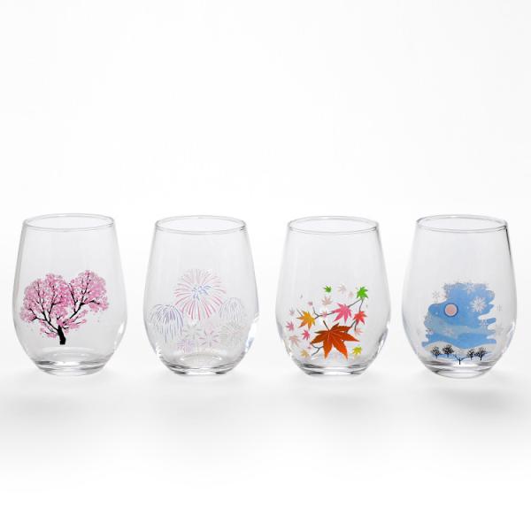 丸モ高木陶器 冷感 日本四季 フリーグラス 4点セット プレゼント ギフト 春夏秋冬 日本製 フリー...