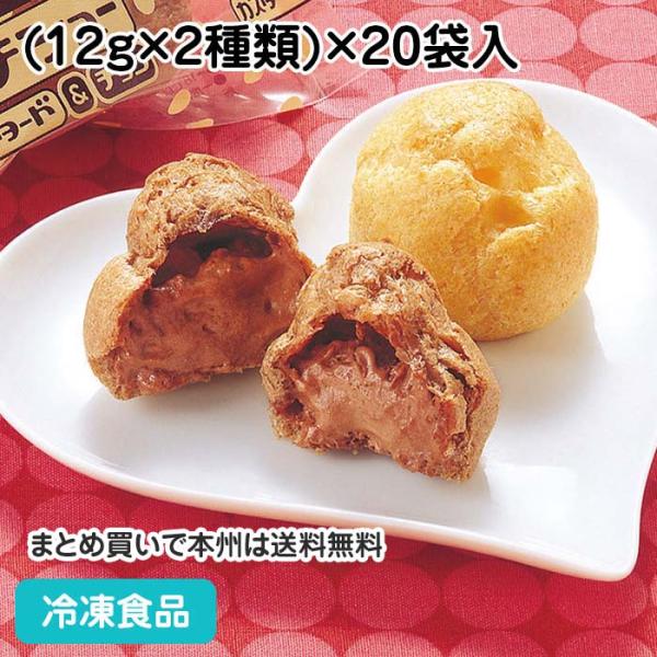 ２つのプチシュー (カスタード＆チョコ) 24g(約12g×2個)×20袋 23422 シュークリー...