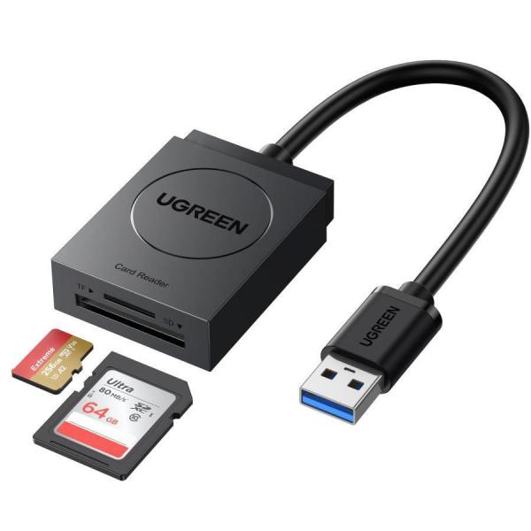 UGREEN カードリーダー USB 3.0 高速 SD TF カードリーダライタ 2スロットカード...