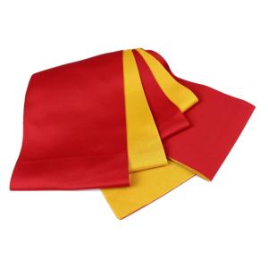 無地 浴衣帯  リバーシブル 半幅帯 MYO-23　(赤×黄)