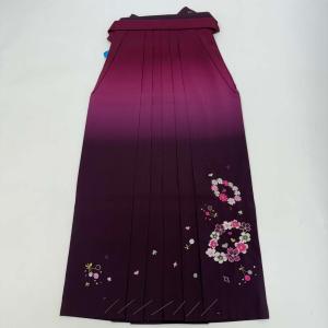 袴 2L size 紐下丈98cm 行灯袴 卒業袴 女性用袴 anan ぼかし 刺繍 エンジ ピンク 中古 4731