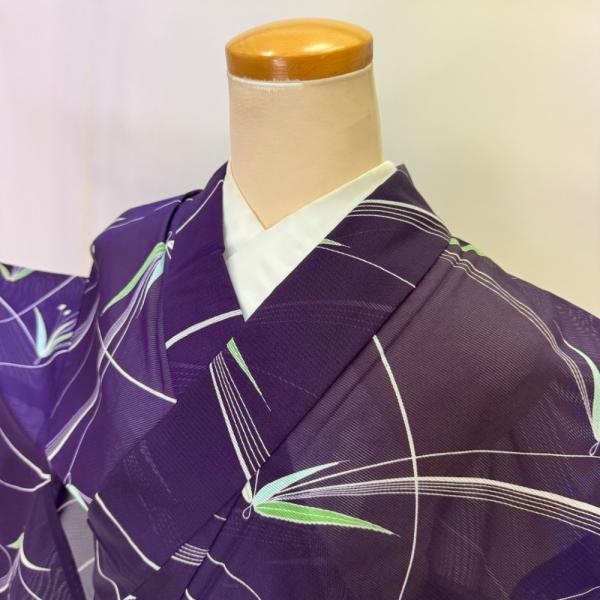 小紋 夏 絽 夏小紋 洗える着物 裄65cm 身丈164.5cm 花柄 お洒落着 普段着 ポリエステ...