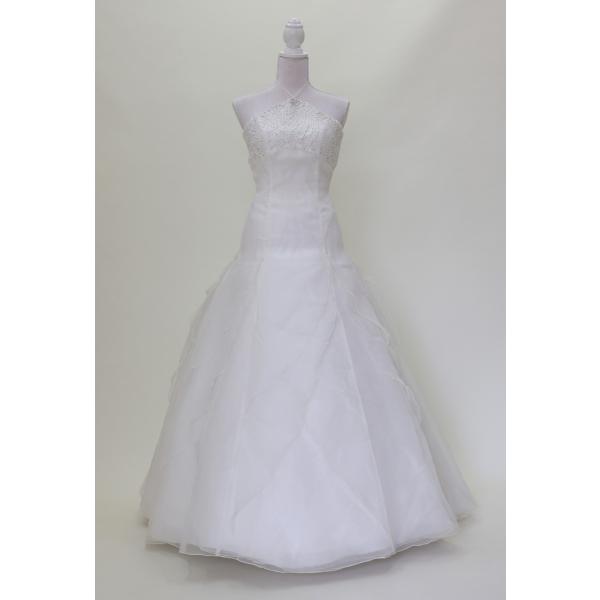 中古 ウエディングドレス Lovely Wedding オフホワイト ９号T マーメイド ホルターネ...