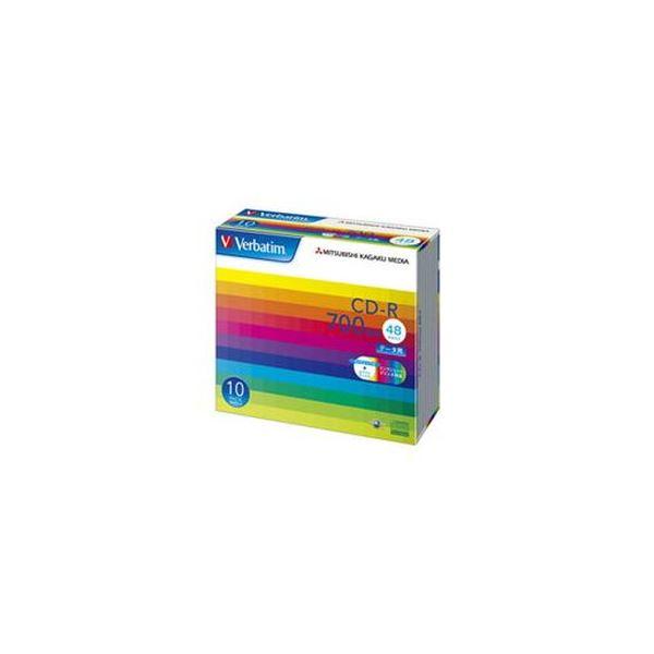 ds-(まとめ）バーベイタム データ用CD-R700MB ワイドプリンタブル 5mmスリムケース S...