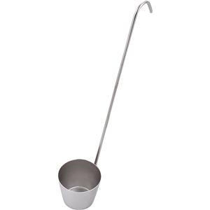 ds-〔500個セット〕 小型 レードル カンロ杓子 約42×42×230mm 大 35cc ステンレス フック状持手 梅酒 果実酒 かき氷 タレ ソース