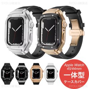 アップルウォッチ バンド Apple Watch カバー ベルト SE 9 シリコン 45mm ケース ステンレス おしゃれ 44mm セット Series スポーツ 一体型 SE2 高級 Dバックル｜SYOUJI雑貨店