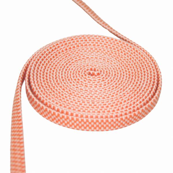 【播州工藝】真田紐 袋紐 3分 新柄 (No68 約3m 橙白市松柄) 綿100％ ほどけにくい