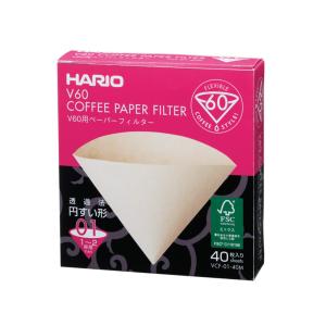 SYOUTOU HARIO v60 用ペーパーフィルター０1M 1~2杯用 40枚入り みさらし VCF-01-40M コーヒー用品 コーヒードリッパー コーヒー濾紙 フィルター｜syoutou-store