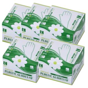 ハクゾウ プラスチックグローブMF パウダーフリー【Lサイズ】80枚*5箱　3024113　粉無使い...