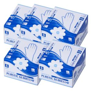 ハクゾウ プラスチックグローブMF パウダーフリー【Sサイズ】80枚*5箱　3024111　粉無使い...