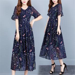 ワンピース レディース マキシワンピース フレア 花柄 ワンピース シフォンワンピース マ 韓国風 マキシ丈ワンピース ロング オシャレ