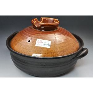 萬古焼 銀峯 IH土鍋 9号 菊花 瑠璃釉 日本製 IH調理器対応 直火対応