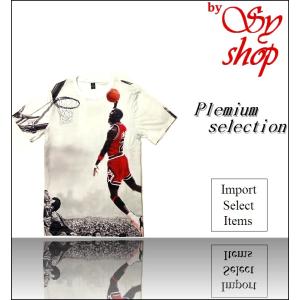 Ｔシャツ 半袖 メンズ 白 ストリート マイケル ジョーダン フォト MICHAEL JORDAN NBA プリント スリム バスケット  訳あり