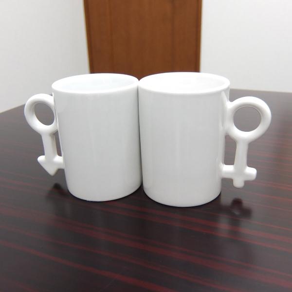 無地カップルマグカップ　10oz　1セット　※5セットからお受け可能です　（在庫処分品）