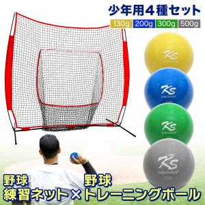 野球ネット プライオ トレーニング ボール 4種セット 練習用 ネット 折りたたみ 持ち運び 屋外 室内 ピッチング 投手 球速アップ 130g 200g 300g 500g｜systemstyle