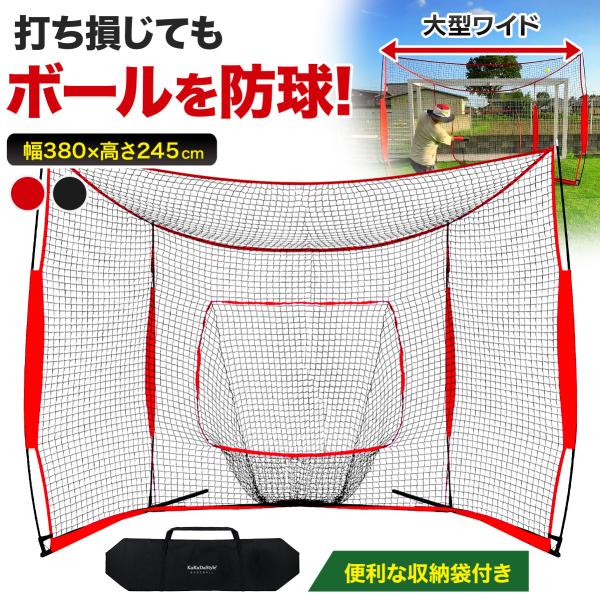 野球ネット 大型ワイド 3.8×2.4M バッティング 練習 ネット バックネット 軟式 硬式 意匠...