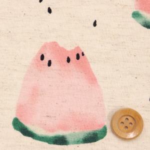 すいか柄/生成り（コットンリネンシーチング生地）