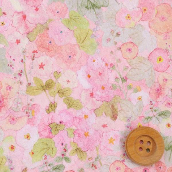 リバティ・ファブリックス タナローン『Hollyhocks ホリーホックス』ピンク（22-363J6...