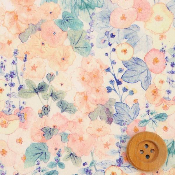 リバティ・ファブリックス タナローン『Hollyhocks ホリーホックス』オレンジ（22-363J...