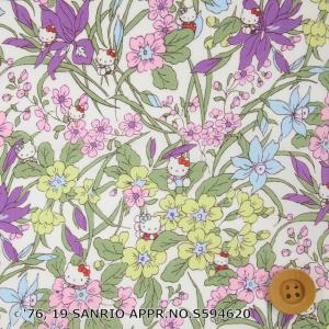 （サンドウ限定復刻色）ハローキティ×リバティプリント タナローン『Floral Harvest フローラル・ハーベスト』パープル（DC29968/J19C）｜syugeiyasan