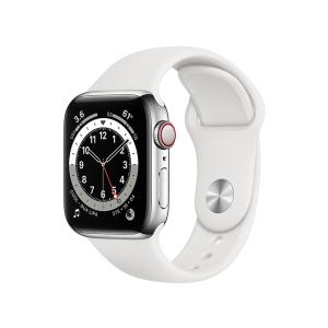 Apple Watch Series 6 GPS+Cellularモデル 40mm M06T3J/A [シルバーステンレススチールケース/ホワイトスポーツバンド] 即納OK