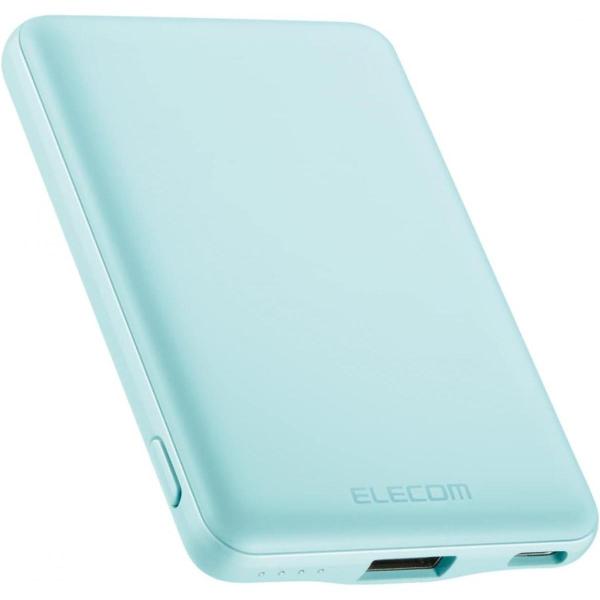 エレコム 薄型 コンパクト モバイルバッテリー 5000mAh 12W ブルー DE-C37-500...