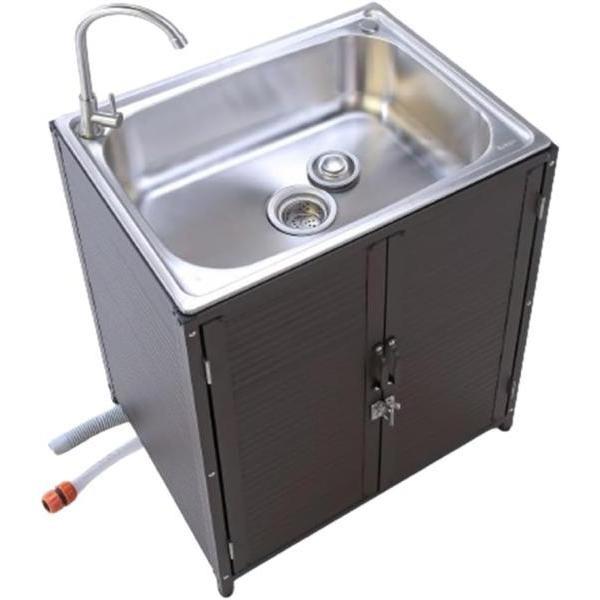 【I】【メーカー直送】谷村実業 蛇口付きテンレス流し台 アルミ囲いタイプ TAN-3035 ステンレ...