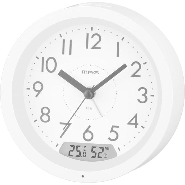 ノア精密 MAG マグ 目覚まし時計 自動点灯 静音 連続秒針 レイ スヌーズ ライト付き 白 T-...