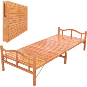 【組立不要】折りたたみベッド 横幅81cm 竹庭 ベッド ベッドフレーム 天然竹製 シングルベッド 耐荷重約200kg 通気性高い 抗菌性高い 茶色｜sywh