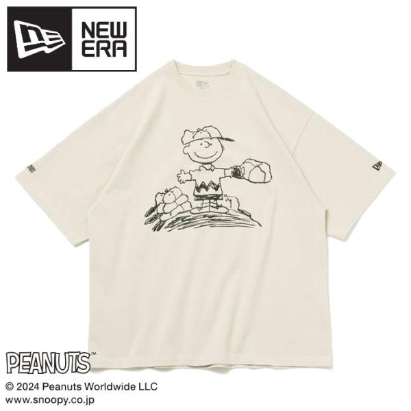 ニューエラ 半袖 コットン Tシャツ PEANUTS チャーリー・ブラウン 野球 オーバーサイズド ...