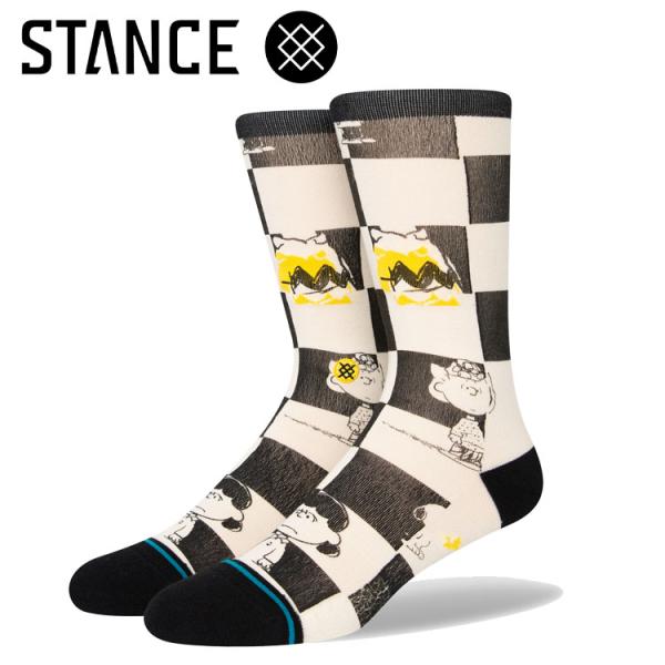 スタンス CHECKED A545D22CHEBLK ソックス 靴下 PEANUTS ピーナッツ コ...