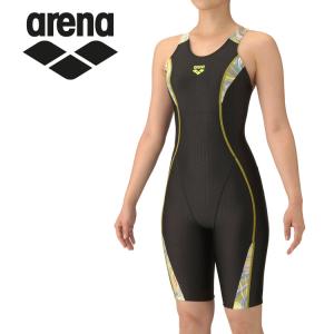 アリーナ arena フィットネスワンピーススパッツ オープンバック ハーフレッグ ぴったりパッド AS5FWF08L-BKYL レディース