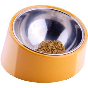 犬 食器 猫 ペット ボウル ステンレス  傾斜がある 15度 食事をより気軽に メラミン製スタンド付き 滑り止め 取り外し可能 洗いやすい 食器洗濯機で洗える｜szss