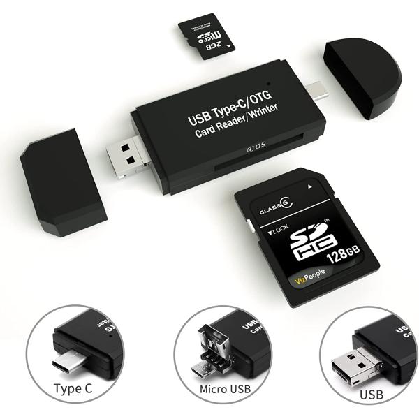 【Type-C/Micro usb/USB 3in1】メモリカードリーダー SDメモリーカードリーダ...