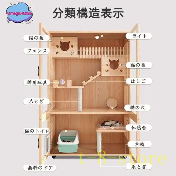 ペット 猫の別荘 全実木 アパート 別墅 通気 無臭 耐磨耗 ペット用品 脱走防止 出入り自由 猫用...