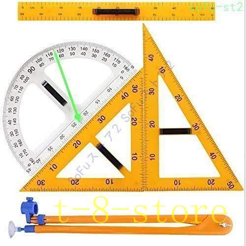 教育定規セット、トライアングルコンパス分度器測定定規数学ジオメトリツール、変形しにくく強力マグネット...