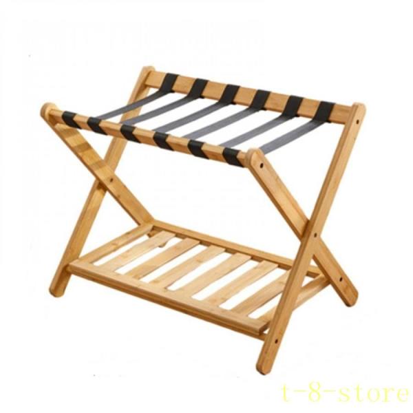 シューズラック バゲージラック バッゲージラック 2段 木製 靴棚 持ち運び簡単折り畳み可能 スーツ...