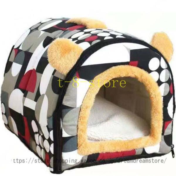 猫ベッド 猫ハウス ペット用寝袋 キャットハウス ドーム型 暖かい ふわふわ 折りたたみ式寝マット ...