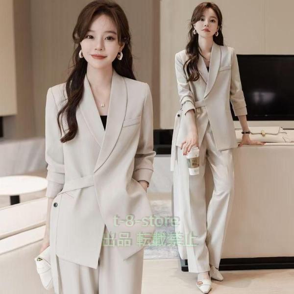 フォーマルスーツ レディース ママ 入園式 就活 2点セット ワイドパンツ 大人 上品 株式会社錦 ...