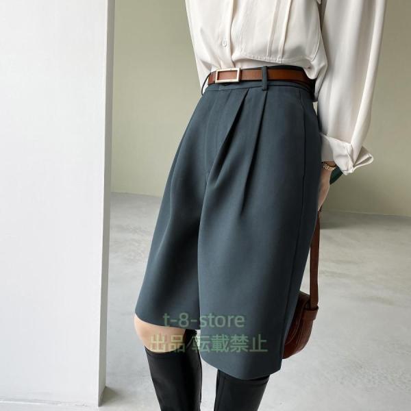 秋冬仕様ハーフパンツ5分丈パンツキュロットひざ丈タック入り大人スタイルキュロットスカート株式会社錦通...