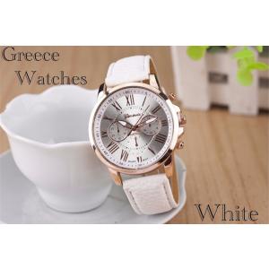 腕時計 時計　ギリシャ文字 アナログ メンズ クォーツ 時計 高品質 レザー ファッション時計 オシャレ ウォッチ ホワイト